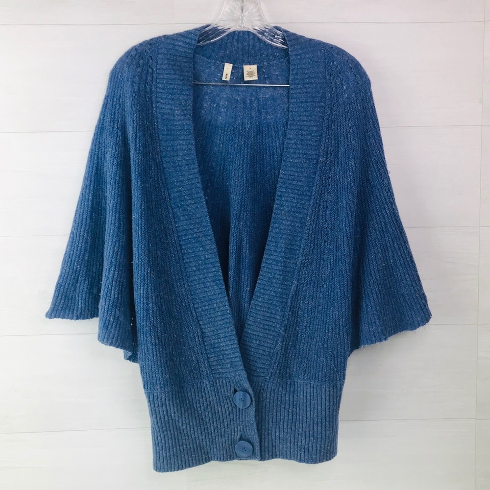 Moth Anthro Blue Wool Blend Batwing Sweater Medium